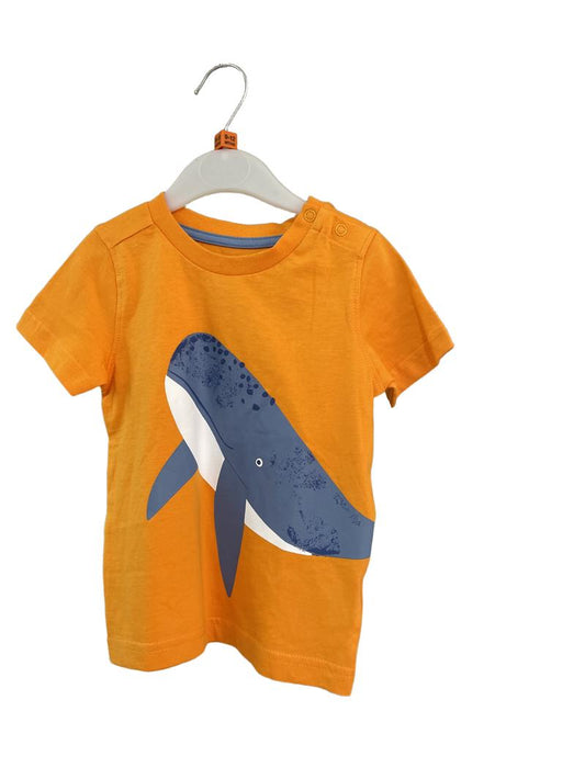 Preloved Mothercare - Orange Whale T Shirt, NEW With Tags (9-12m)