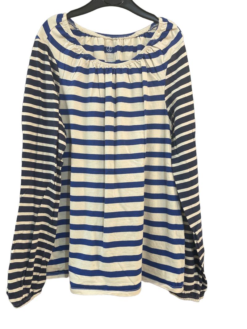 Preloved Lands' End - Blue White Stripe Long-sleeved Top (12-13y, 13-14y)