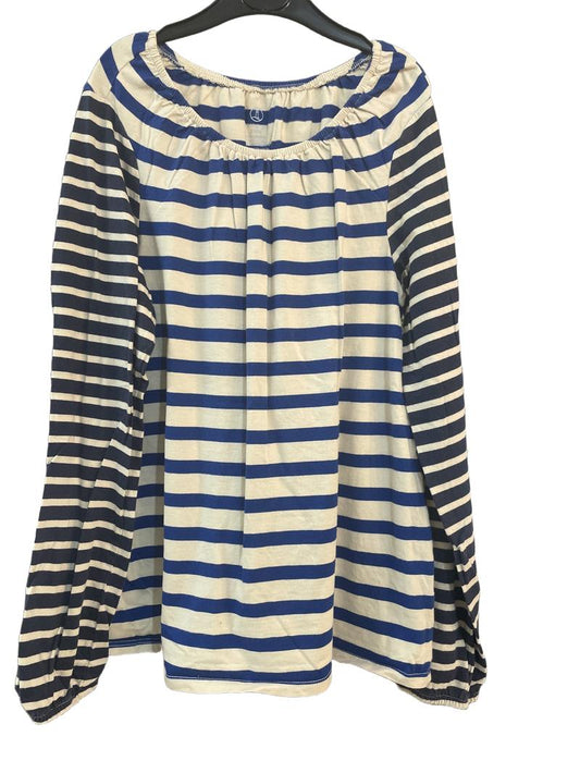 Preloved Lands' End - Blue White Stripe Long-sleeved Top (12-13y, 13-14y)