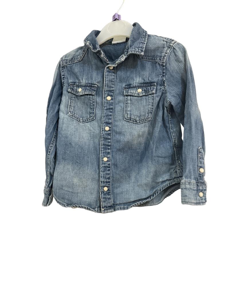Preloved H&M - Denim Long-sleeved Top With Snap Closure. (3-4y)