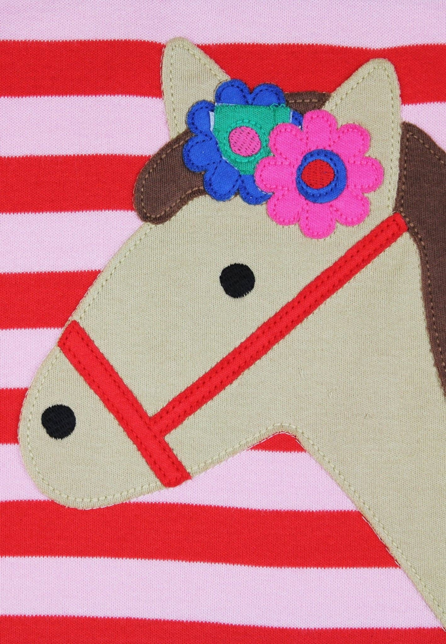 Organic Pink Horse Applique Long Sleeved T-Shirt