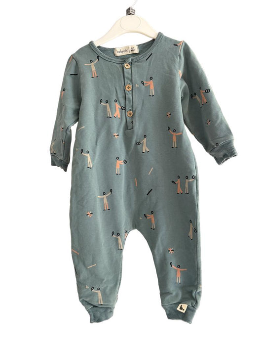 Preloved Babyclic - Green Person Print Long-sleeved Sleepsuit Onesie (12-18m)