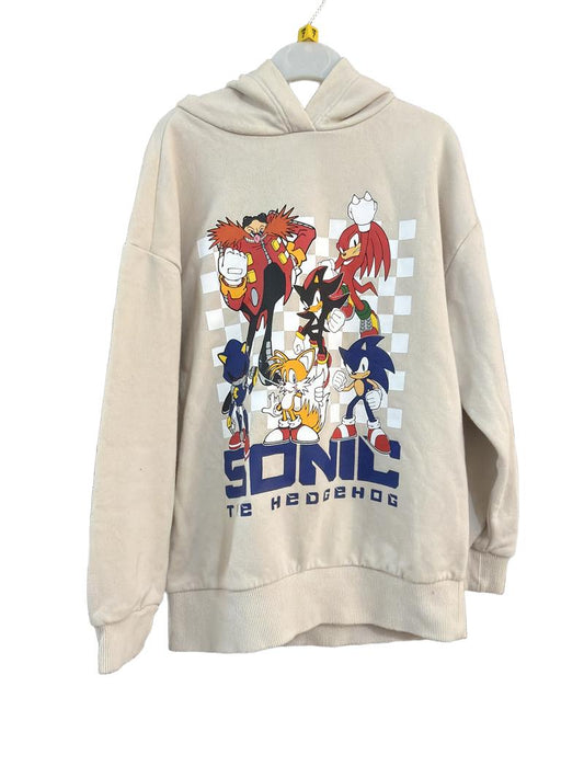 Preloved Unknown Brand - Cream Sonic The Hedgehog Character Print Hoodie (7-8y)