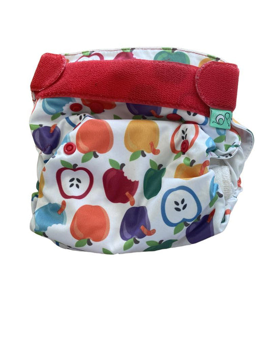 Preloved Totsbots - Colourful Apple Print Reusable Nappy. With Insert. Size 2