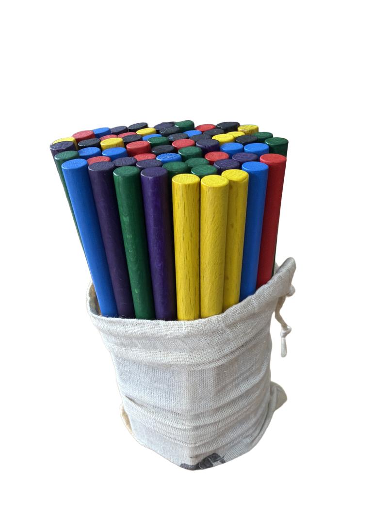 Preloved Toys - Wooden Colourful Rods For Stacking Game, Bierki, Or Mega-mikado - Benito