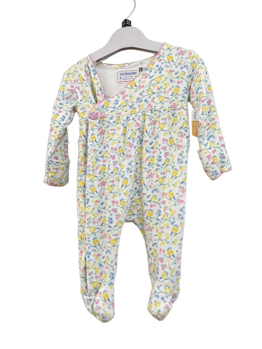 Preloved Jojo Maman Bebe - Onesie - Multicolor Floral Print With Birds Footed Wrap Onesie Romper Sleepsuit (3-6m)