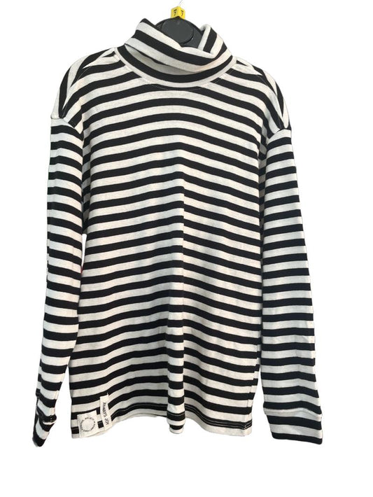 Preloved Zara - Black White Stripe Turtle Neck Long-sleeved Top (7-8y)
