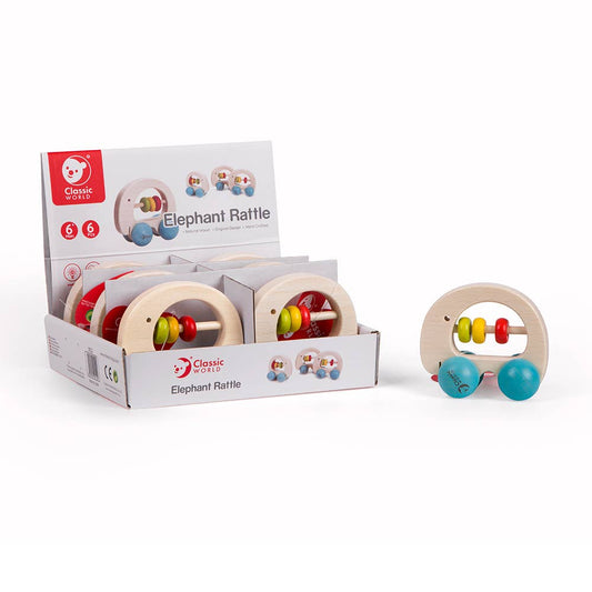 Classic World - Wooden Elephant Baby Rattles