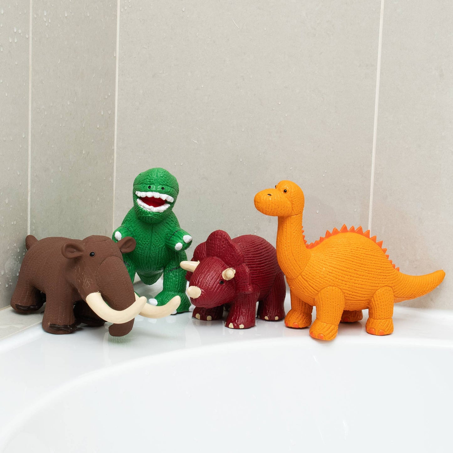 Dinosaur Toy, Bath Toy and Teether Rubber Orange Diplodocus