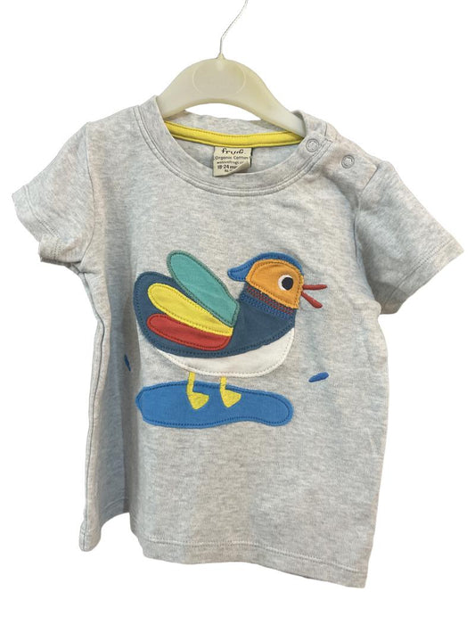 Preloved Frugi - Gray Bird Applique T Shirt (18-24m)