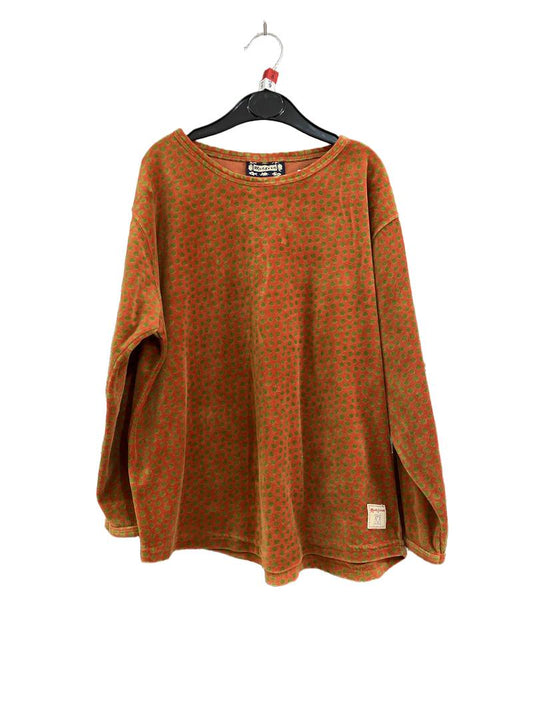Preloved Monsoon - Orange Green Polka Dot Velour Long-sleeved Top (8-9y, 9-10y)