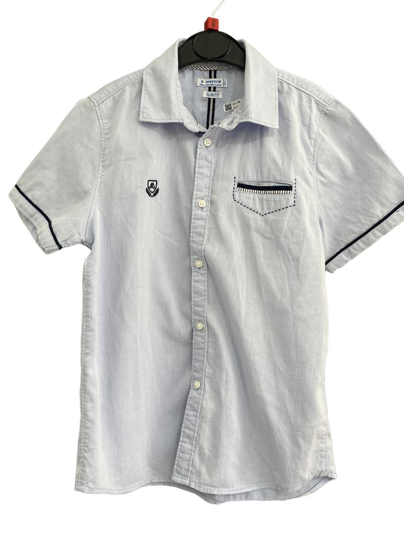 Preloved Mayoral - Blue Short-sleeved Button Down Shirt, Slim Fit (8-9y)