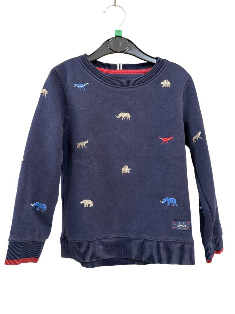 Preloved Joules - Navy Prehistoric Animal Embroidery Sweatshirt Jumper (5-6y)