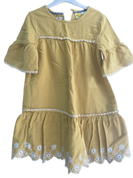 Preloved Mini Boden - Yellow Tiered Short-sleeved Dress (6-7y) - Dress