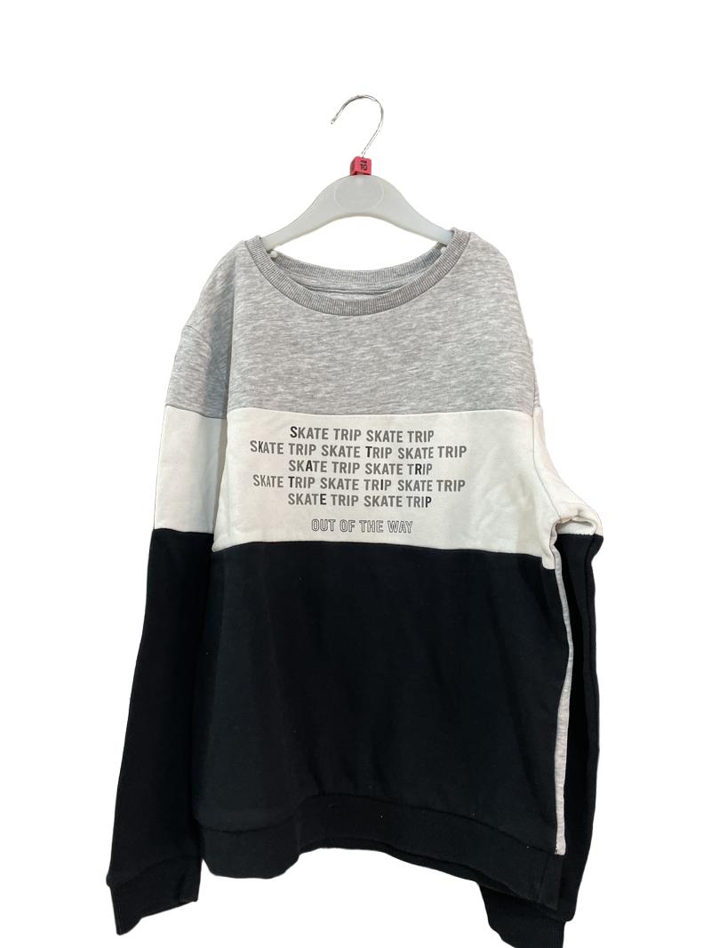 Preloved Kiabi - Gray White Black Skate Trip Colour Block Sweatshirt (10-11y)