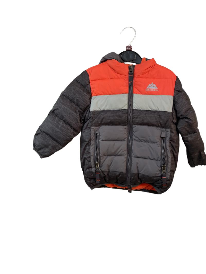 Preloved Snozu - Red Gray Black Puffer Jacket (18-24m)