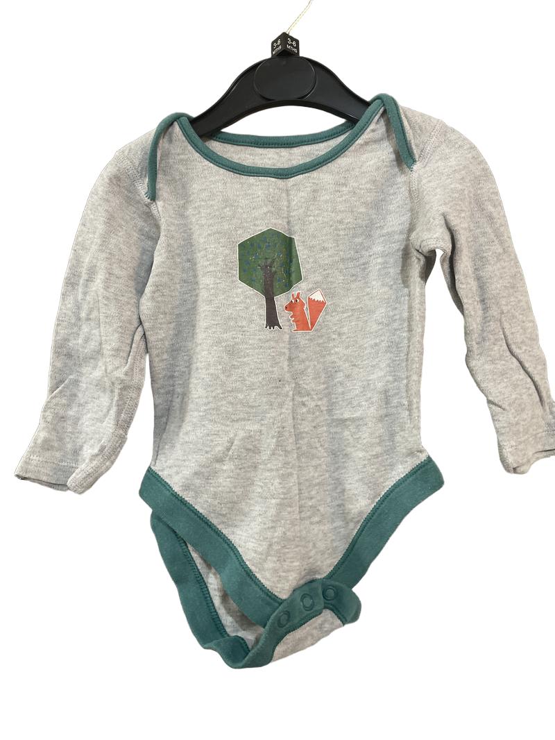 Preloved Marks & Spencer - Grey Vest Long Sleeve With Tree And Squirrel Design.  (3-6m)