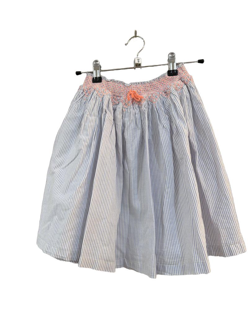 Preloved Joules - Blue White Stripe Skirt With Orange Smocking At Waist (9-10y)