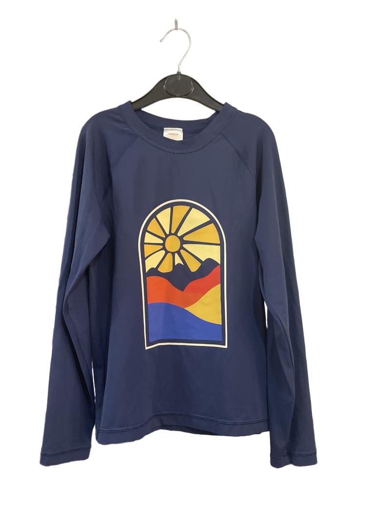 Preloved Hanna Andersson - Navy Long-sleeved Sunshine UV Sun Protection Rashie Swim Top (8-9y)