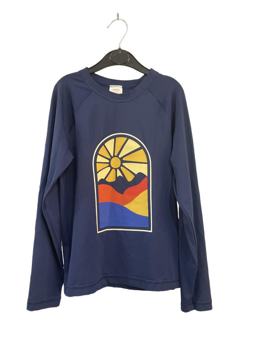 Preloved Hanna Andersson - Navy Long-sleeved Sunshine UV Sun Protection Rashie Swim Top (8-9y)