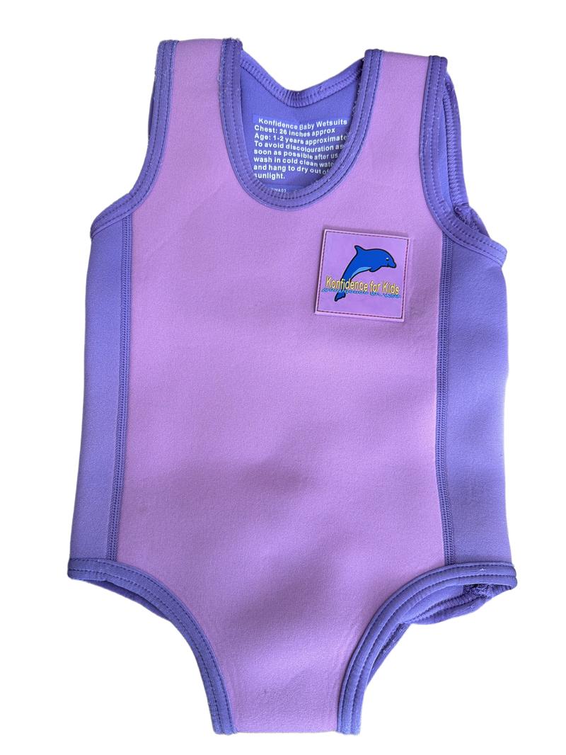 Preloved Konfidence - Pink, Purple Trim Baby Wetsuit (12-18m, 18-24m)