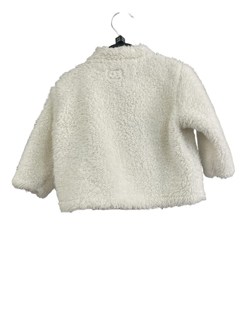 Preloved Maybe Baby - White Teddy Fleece Jacket Button Up. (3-6m)