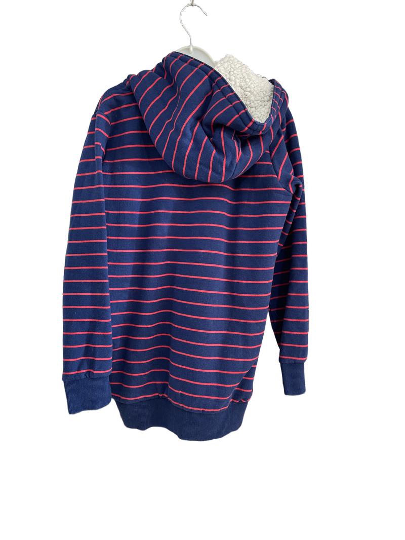 Preloved Joules - Blue Red Stripe Fleece Lined Zip Hoodie (11-12y)