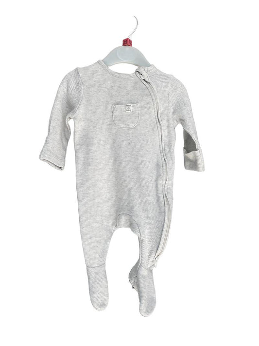Preloved Marks & Spencer - Gray Waffle Weave Zip Onesie (0-3m)