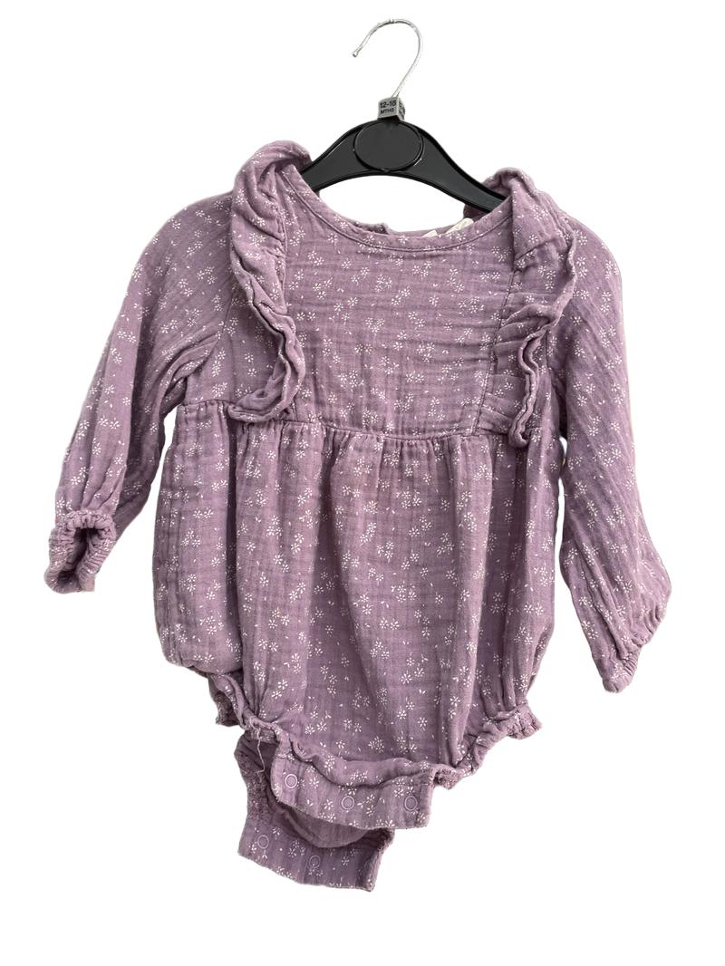 Preloved Baby Gap - Purple Linen Floral Ruffle Top (12-18m)