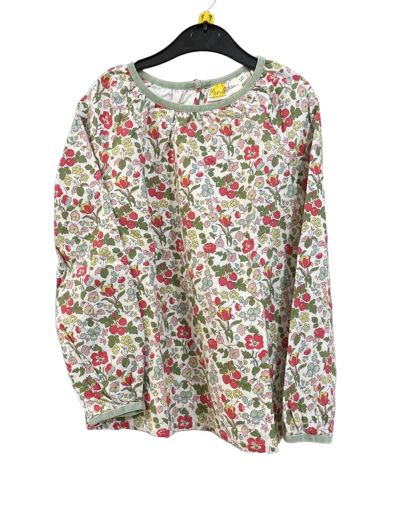 Preloved Mini Boden - Top - White Red Green Blue Floral Long-sleeved Top (7-8y)