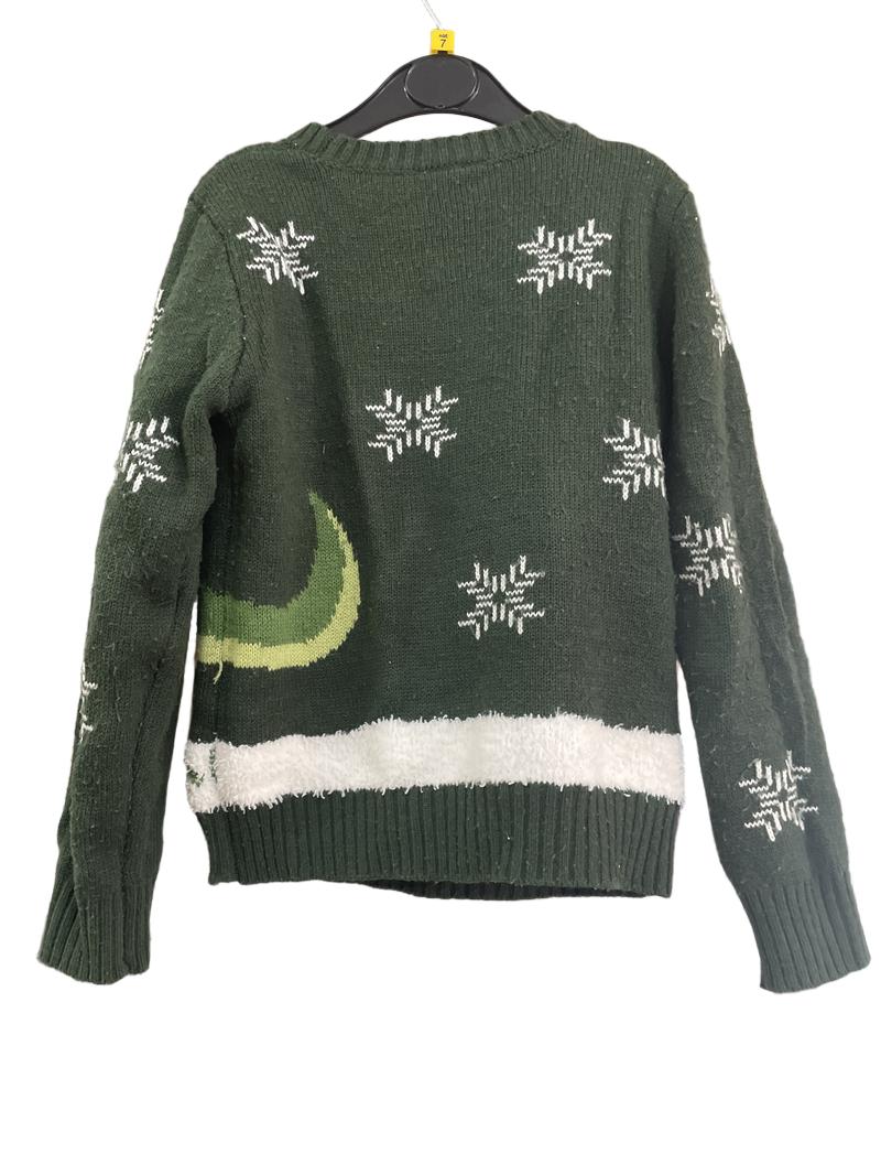 Preloved Lily And Dan - Green Dinosaur Christmas Jumper. (7-8y)