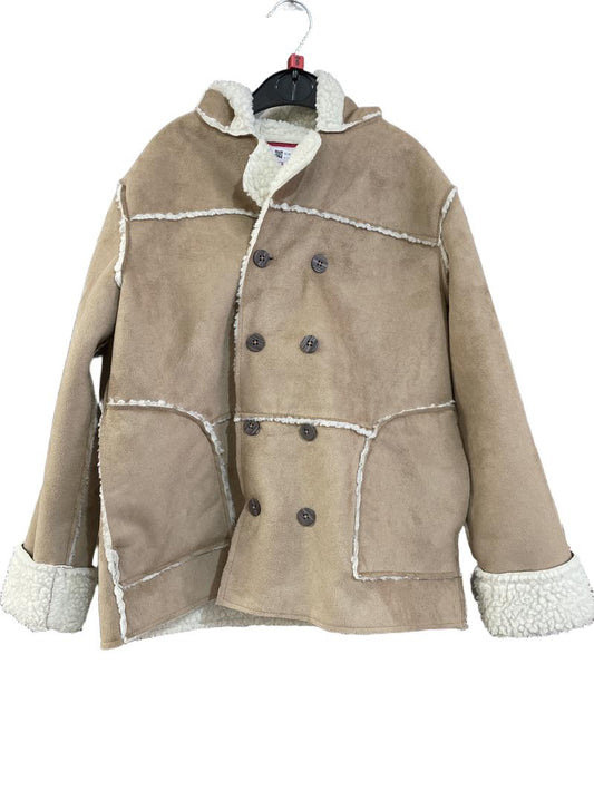 Preloved Neck & Neck - Jacket - Beige Suede Faux Sheepskin Hooded Parka (8-9y)