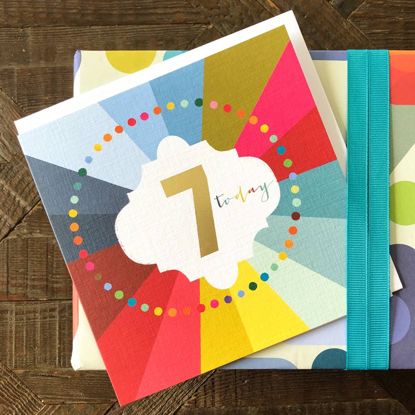 GC07 Gold Foiled Cloud 7th Birthday Card