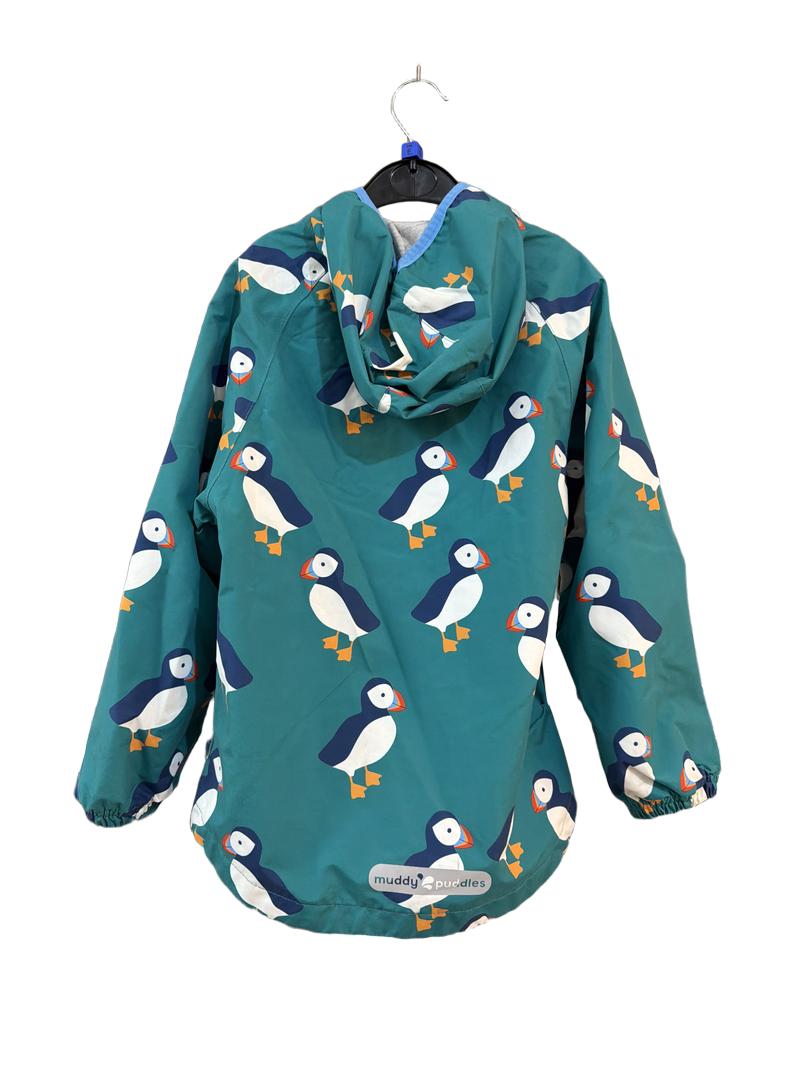 Preloved Muddy Puddles - Green Puffin Waterproof Lightly Lined Jacket (6-7y)