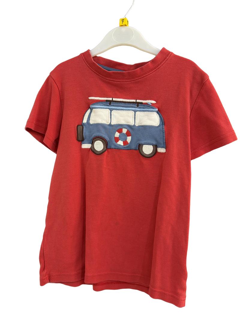 Preloved Frugi - Red Camper Van Applique T Shirt (7-8y)