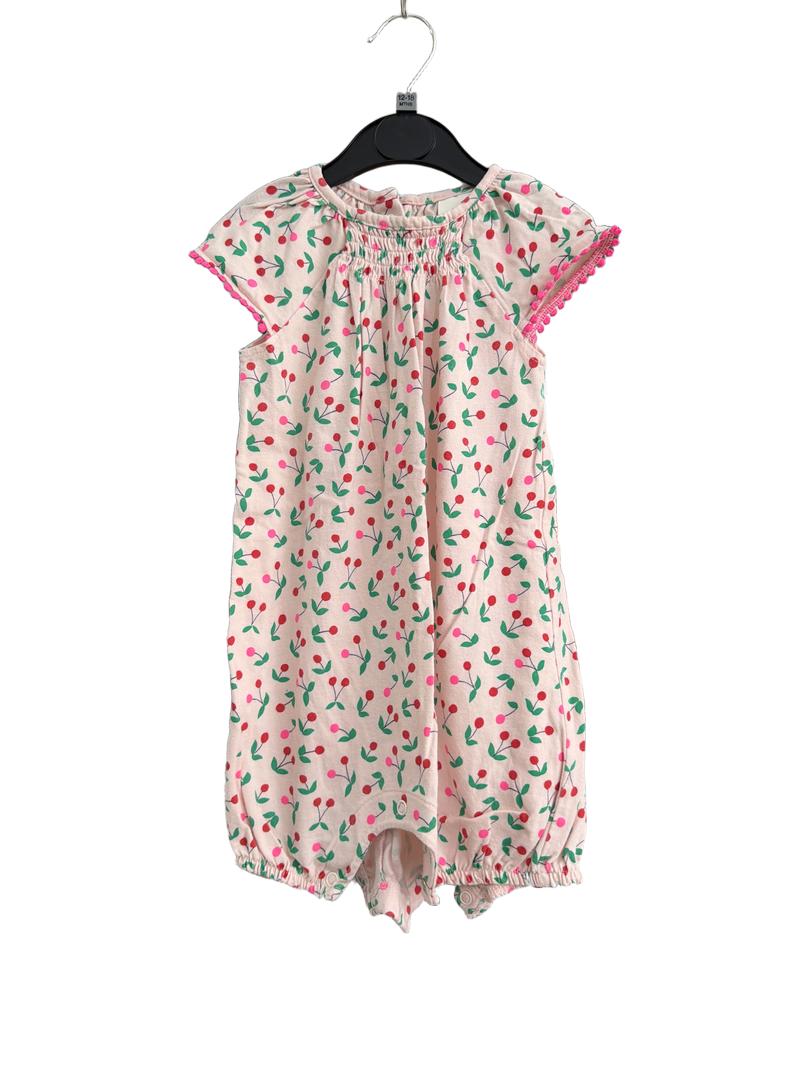 Preloved Baby Boden - Pink Cherry Print Short-sleeved Romper (12-18m)