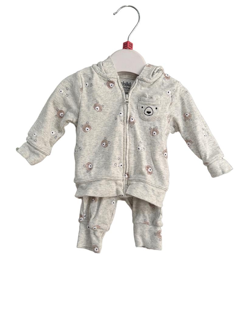 Preloved Carter's - Cream Fleck Teddy Bear Track Suit (0-3m)