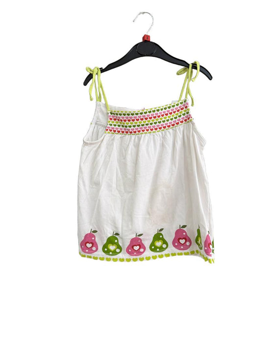 Preloved BTS - White Green Pink Heart Apple Strappy Camisole (8-9y)