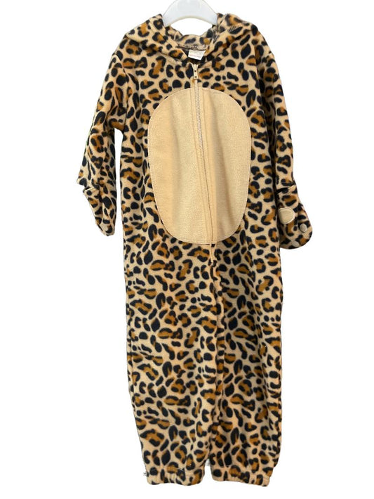 Preloved Morris Mouse - Leopard Print Fleece Onesie With Hood (2-3y)