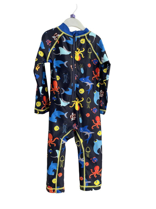 Preloved Mothercare - Navy Ocean Animal Swim Suit Rashie (3-4y)