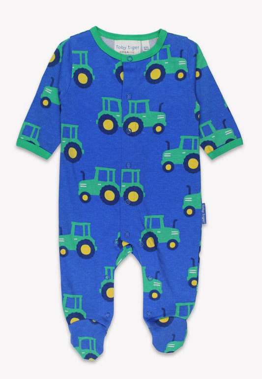 Organic Hillside Tractor Print Babygrow