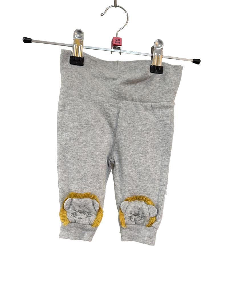 Preloved Next - Grey Lion Appliqué Joggers Leggings (0-3m)