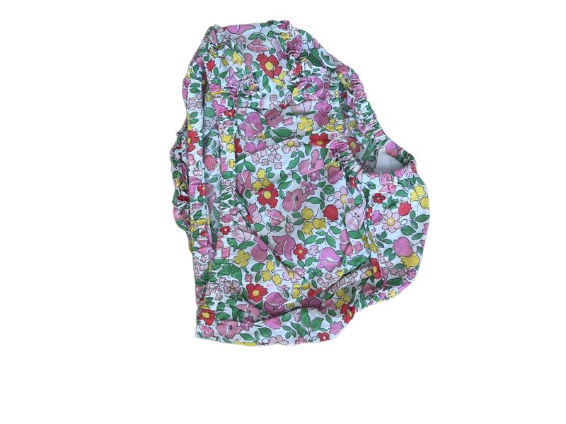 Preloved Baby Boden - Pink Green Yellow Floral Ditsy Smocked Sleeveless Dress With Bloomers (18-24m)