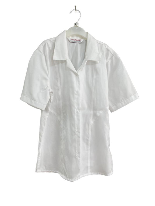 Preloved Schoolblazer - White Short-sleeved School Uniform Shirt, 30" (9-10y)
