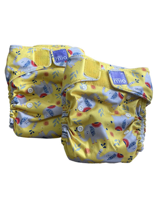 Preloved Bambino Mio - 2X Yellow Elephant Reusable Nappy.