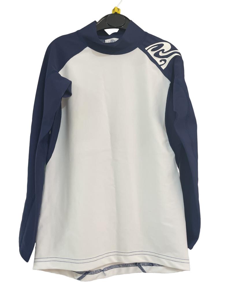 Preloved Lion In The Sun - Blue White Long Sleeve Swim Top (7-8y)