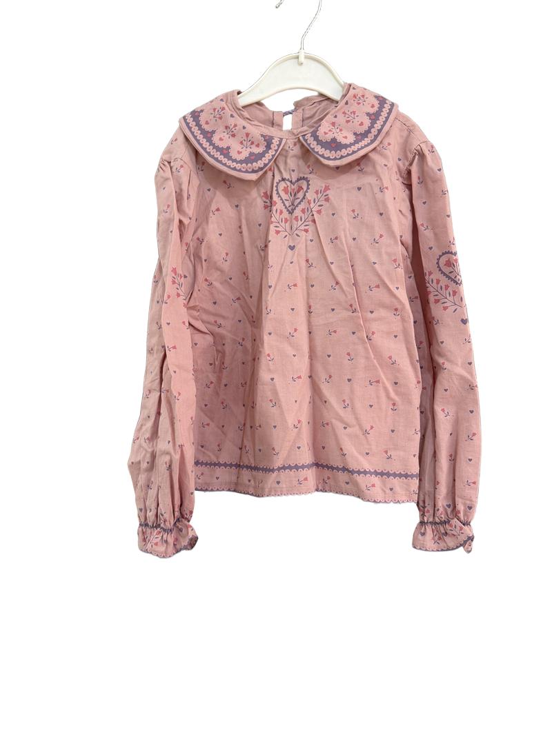 Preloved Clothkits Knitwear - Pink Purple Peter Pan Collar Heart Floral Shirt