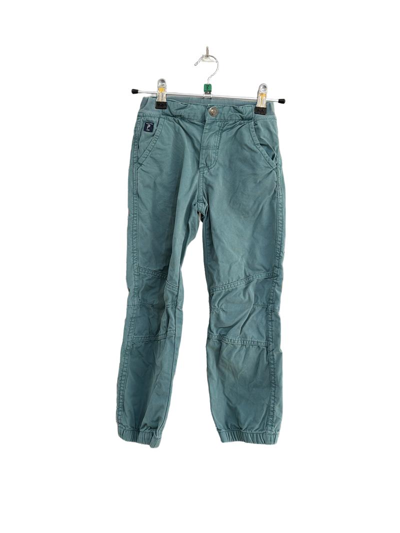 Preloved Polarn O. Pyret - Teal Green Cargo Trousers, Adjustable Waist. (5-6y)
