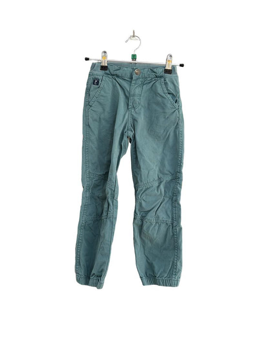 Preloved Polarn O. Pyret - Teal Green Cargo Trousers, Adjustable Waist. (5-6y)