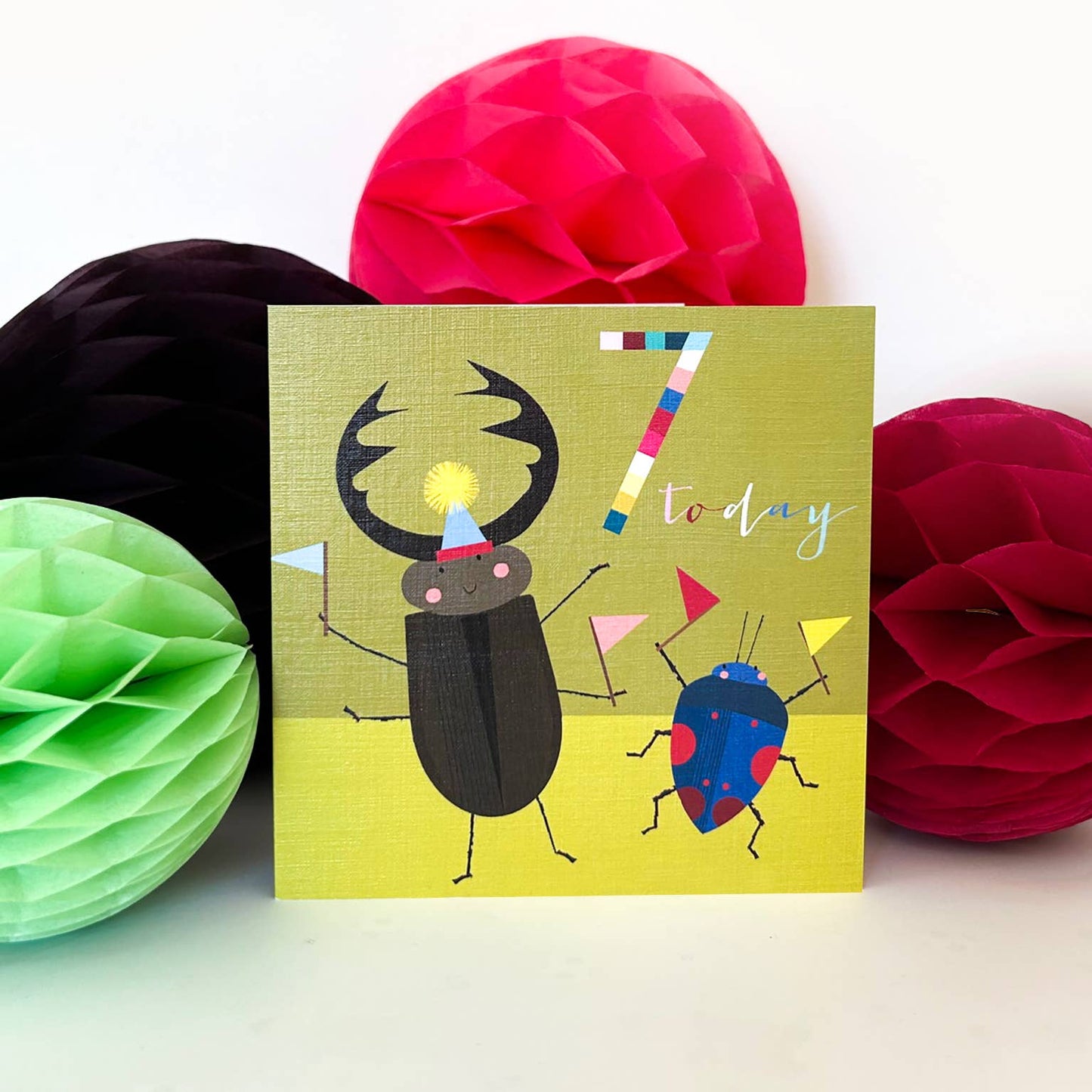 NK07 Beetles 7th Birthday Card